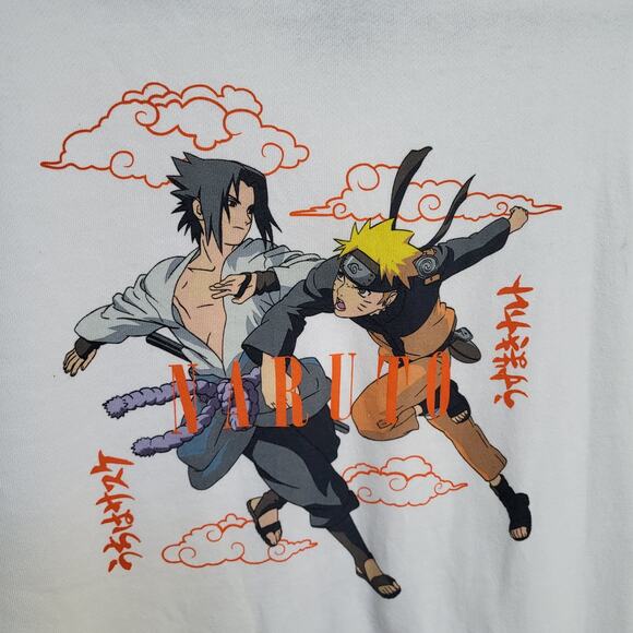 Naruto Sweatshirt Womens Medium Shippuden Anime Sasuke White Pullover hoodie - Picture 6 of 10